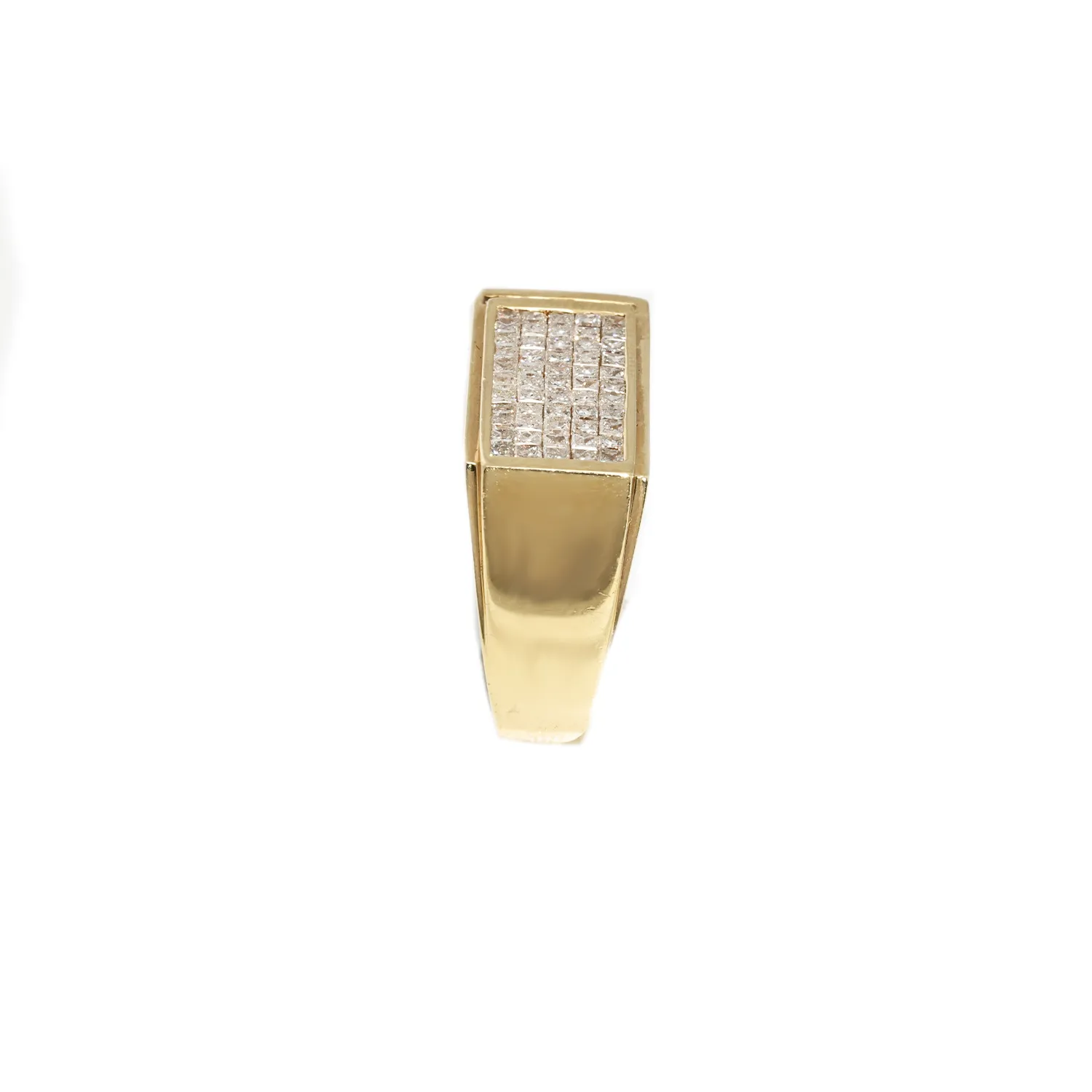 14K Princess Cut Yellow Gold Mens Diamond Pinky Ring 2.30 Ctw