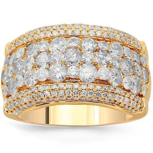 14K Solid Rose Gold Womens Diamond Cocktail Ring 3.47 Ctw