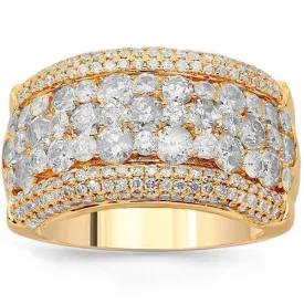 14K Solid Rose Gold Womens Diamond Cocktail Ring 3.47 Ctw