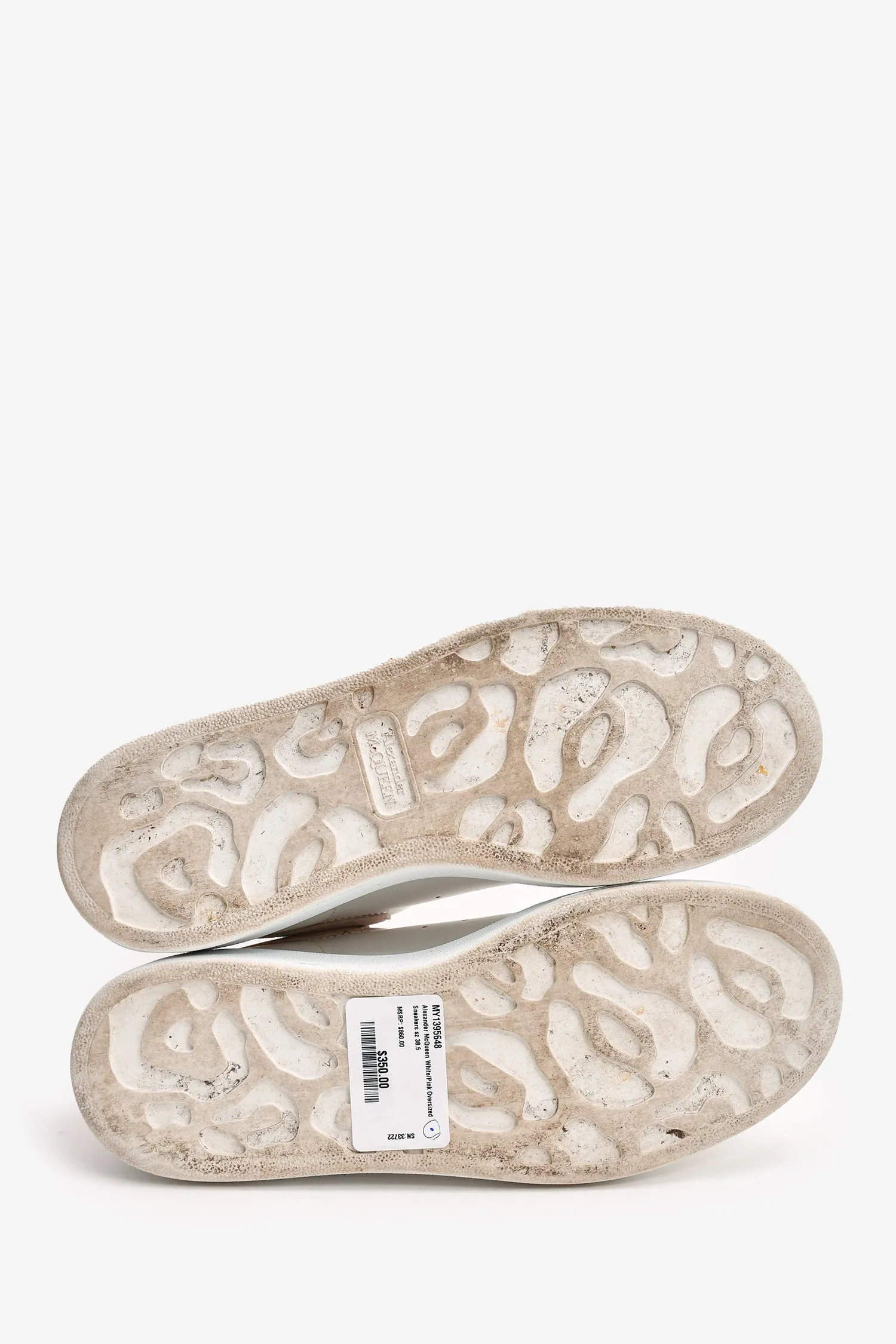 Alexander McQueen White/Pink Oversized Sneakers Size 38.5
