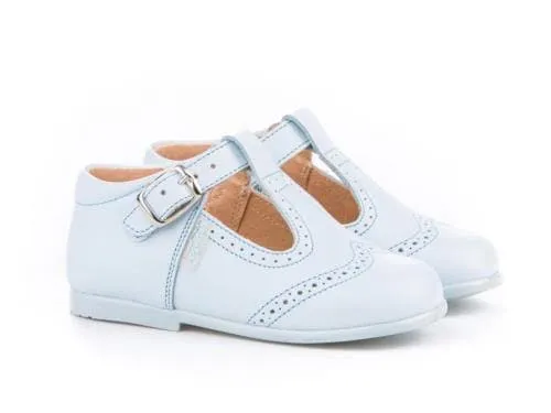 Angelitos - Boys Baby Blue Spanish Leather T-Bar Shoes