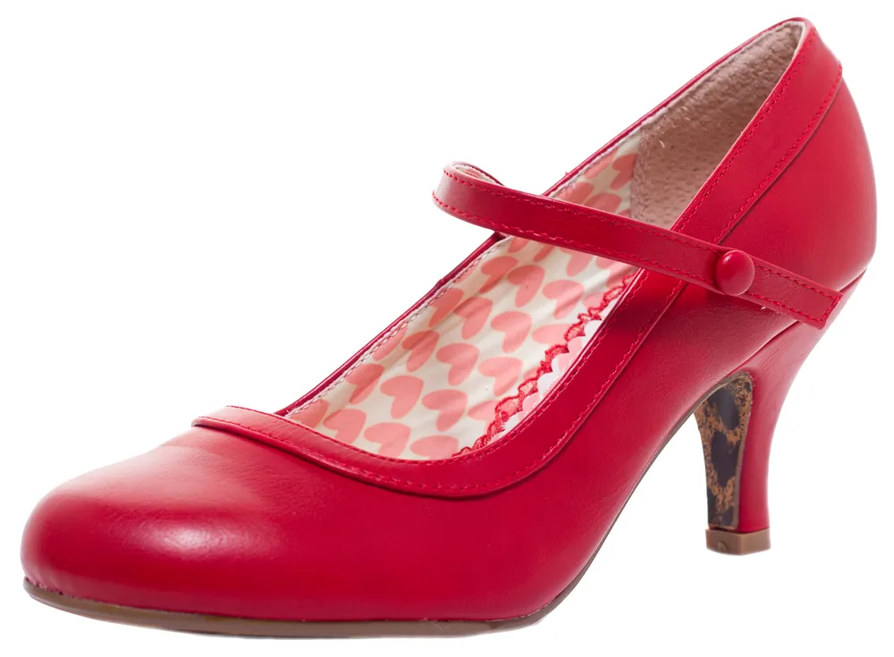 BETTIE PAGE BETTIE RETRO MARY JANE HEELS RED