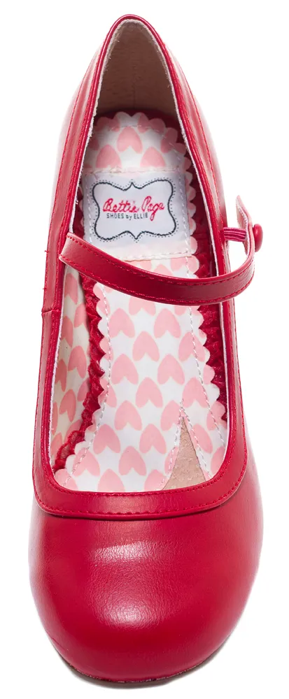 BETTIE PAGE BETTIE RETRO MARY JANE HEELS RED