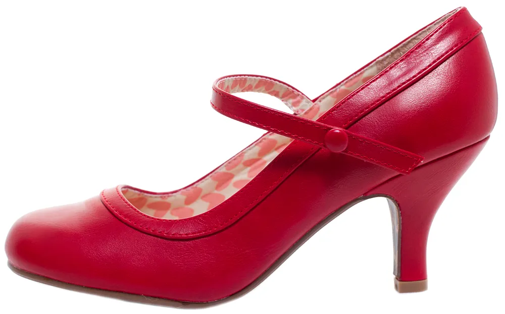 BETTIE PAGE BETTIE RETRO MARY JANE HEELS RED