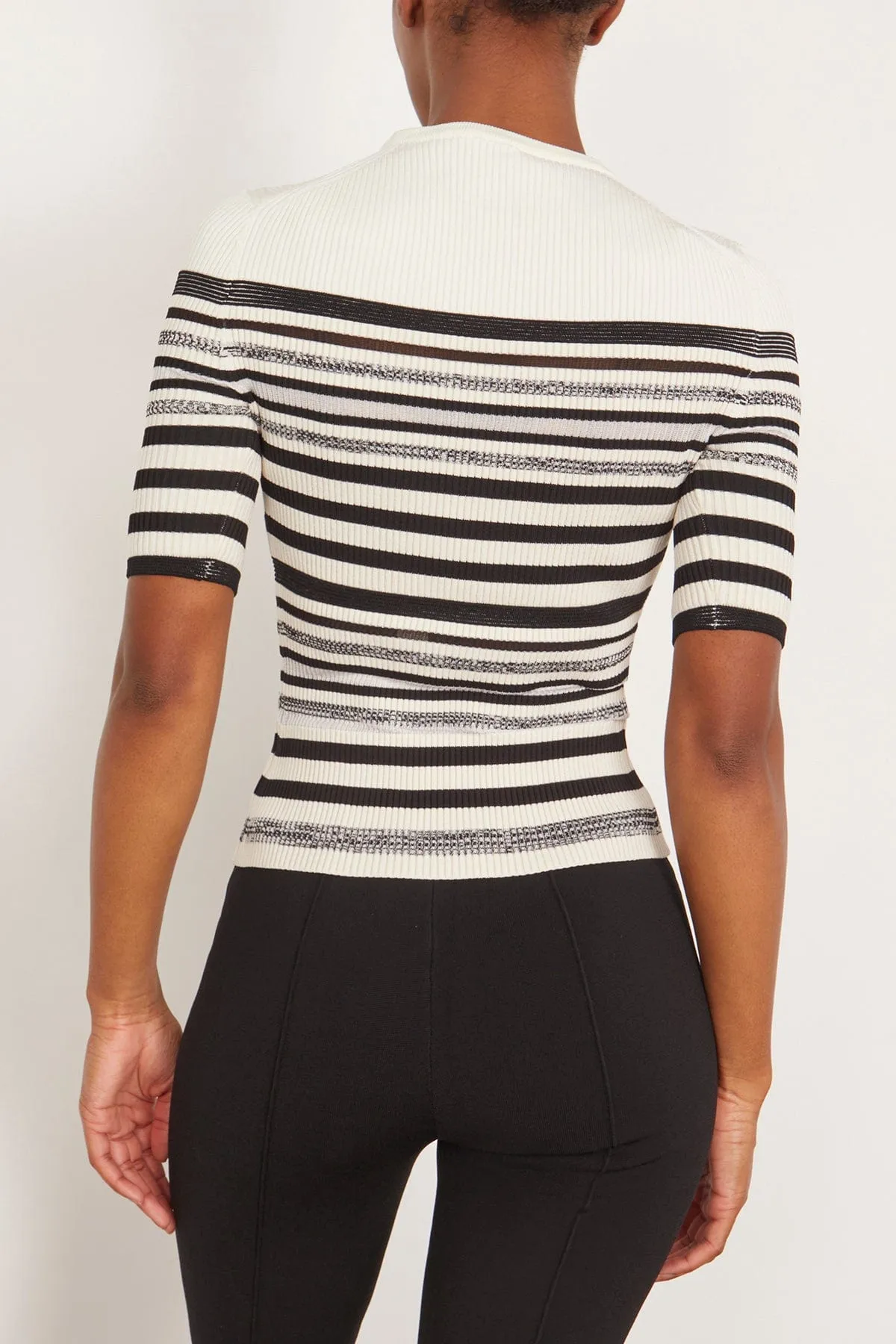 Elena Short Sleeve Top in Black Stripe