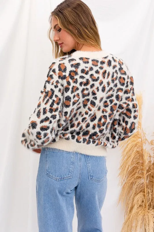 Fuzzy Cheetah Print Sweater by Gilli