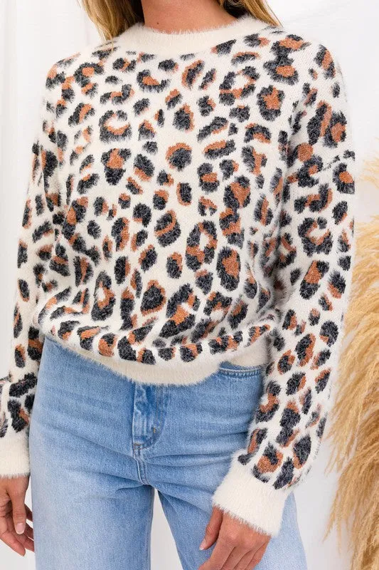 Fuzzy Cheetah Print Sweater by Gilli