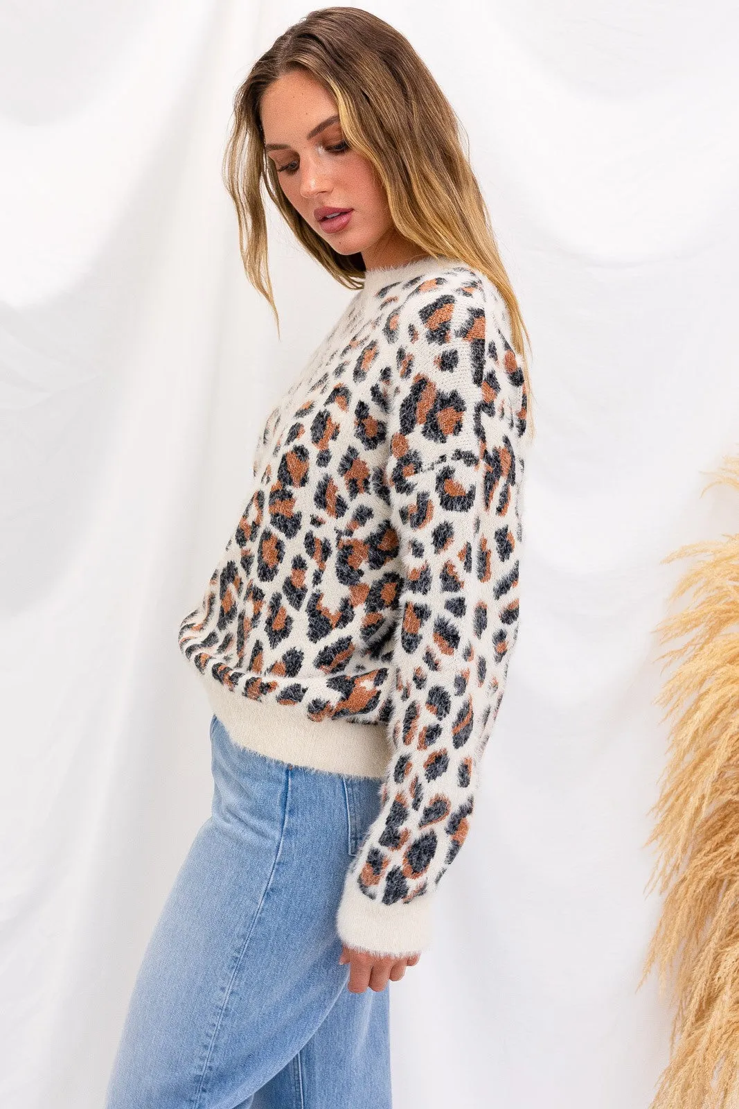 Fuzzy Cheetah Print Sweater by Gilli