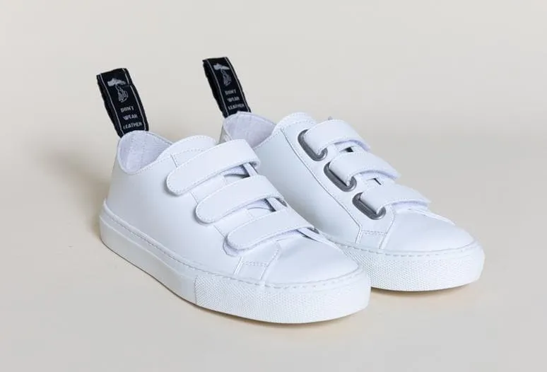 'Keith' vegan-leather sneaker with velcro straps by Good Guys don't Wear Leather - white