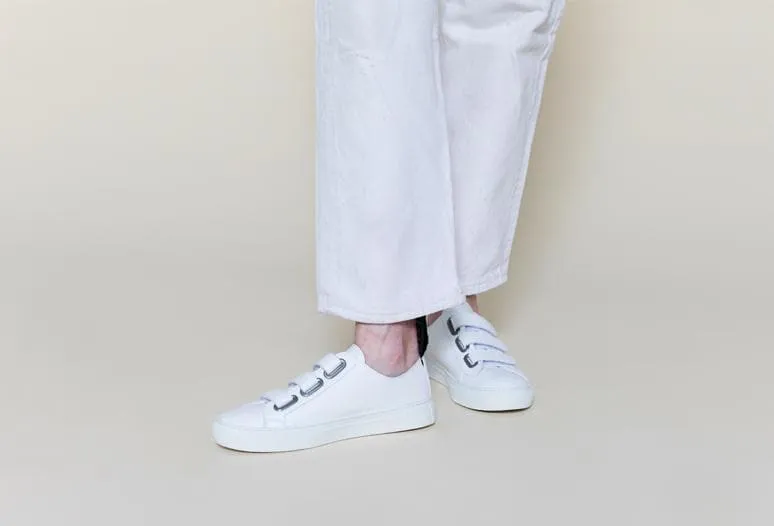 'Keith' vegan-leather sneaker with velcro straps by Good Guys don't Wear Leather - white
