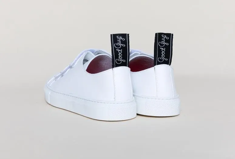 'Keith' vegan-leather sneaker with velcro straps by Good Guys don't Wear Leather - white